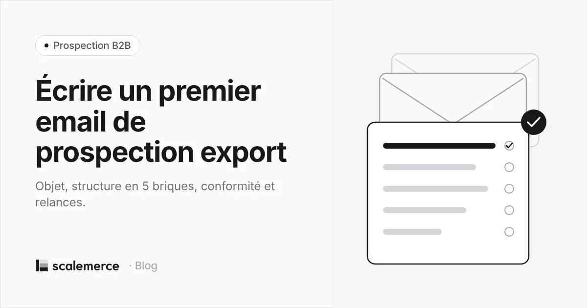 Illustration d’enveloppes et d’un email structuré en cinq étapes cochées